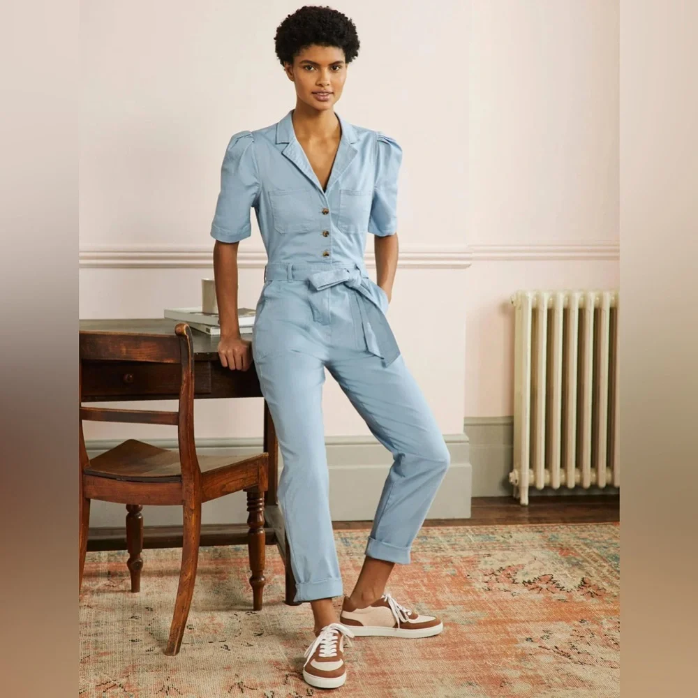 NWT BODEN Puff Sleeve Jumpsuit in Breeze - Picture 2 of 11